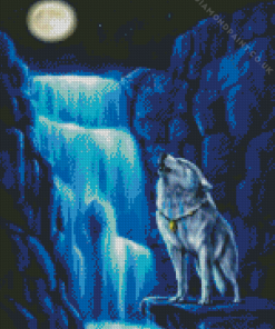 Wolf Waterfall Diamond Painting