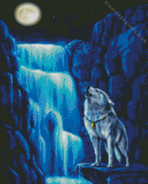 Wolf Waterfall Diamond Painting